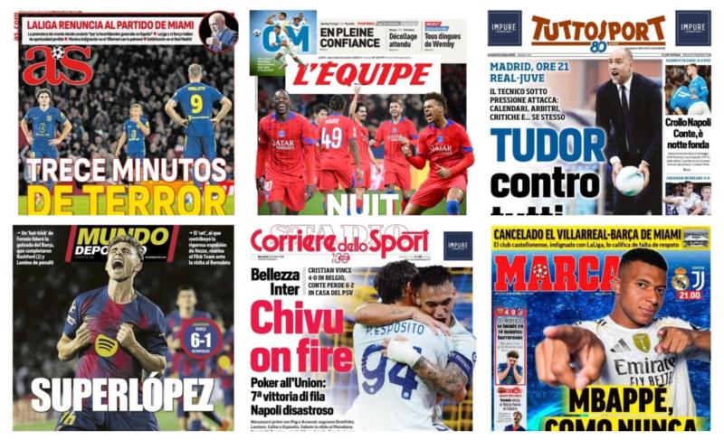 فيفا العرب |أبرز عناوين أغلفة الصحف العالمية: “3 دقائق من الرعب.. أرسنال يفوز 4-0 على أتلتيكو مدريد”