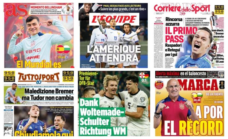 فيفا العرب |أبرز عناوين أغلفة الصحف الرياضية العالمية: “بيدري: “كأس العالم حلمنا الكبير”