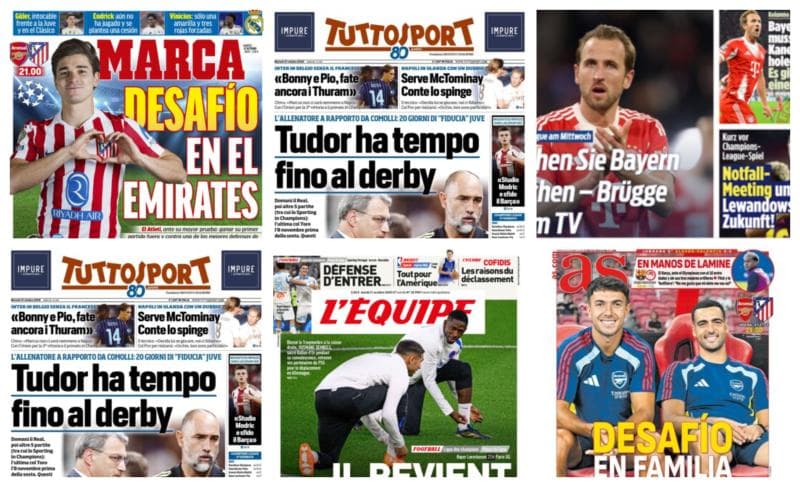 فيفا العرب |أبرز عناوين أغلفة الصحف الرياضية العالمية: “ديربي عائلي ساخن بين أتلتيكو مدريد وأرسنال”