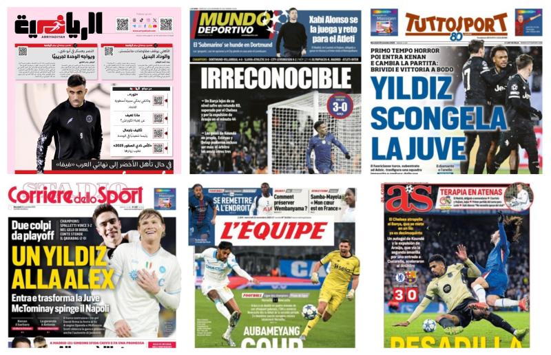 فيفا العرب |أبرز عناوين أغلفة الصحف العالمية: “تشيلسي يدمر برشلونة ويغرقه بنتيجة 3-0”