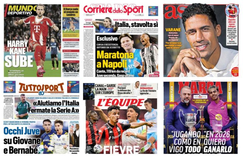 فيفا العرب |أبرز عناوين أغلفة الصحف العالمية: “فليك يحصد جائزة أفضل مدرب ولامين أفضل لاعب”