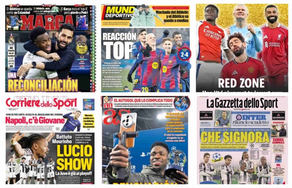 فيفا العرب |أبرز عناوين أغلفة الصحف العالمية: “فينيسيوس يعقد السلام مع البرنابيو ويرغب بالاستمرار حتى 2027”