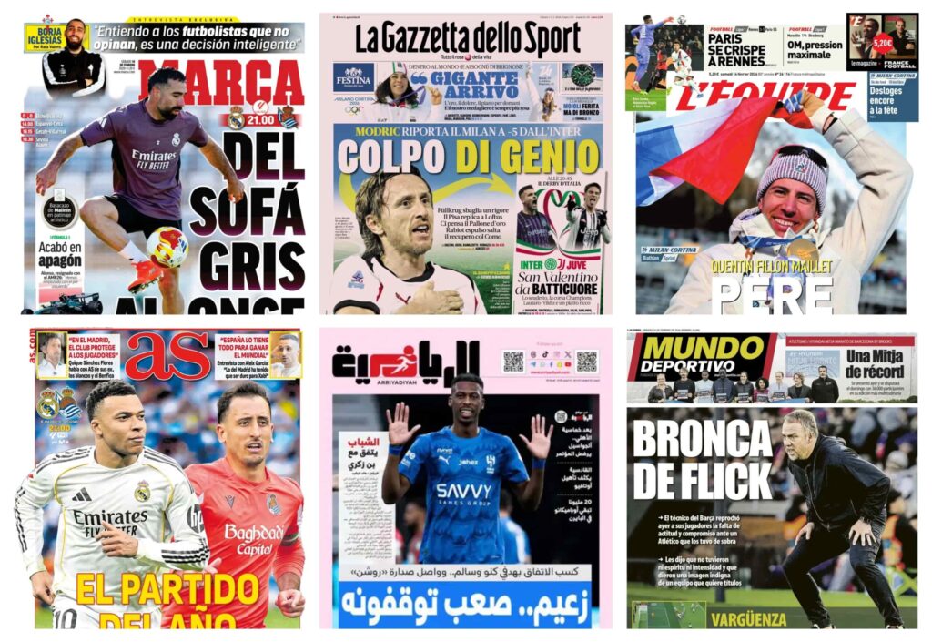 فيفا العرب |أبرز عناوين أغلفة الصحف الرياضية العالمية: “هزيمة فليك التاريخية”