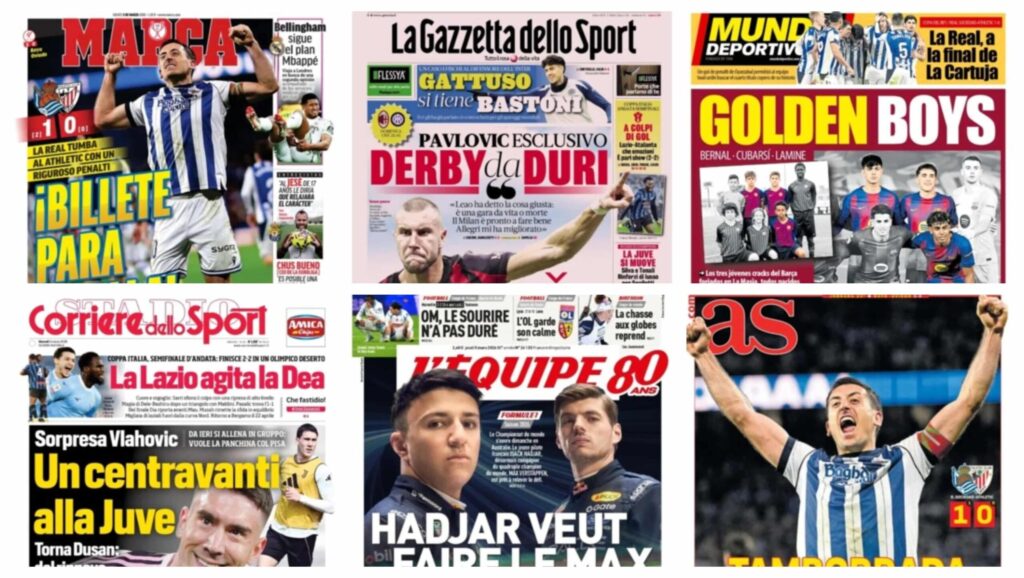 فيفا العرب |أبرز عناوين أغلفة الصحف العالمية: “ثورة المواهب في برشلونة وسوسييداد يحجز تذكرة النهائي”