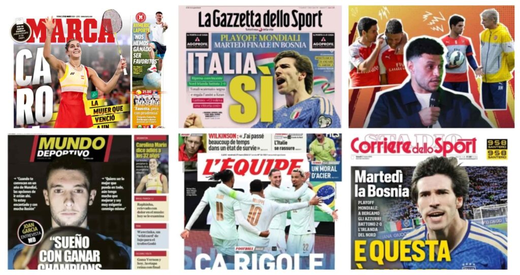 فيفا العرب |أبرز عناوين أغلفة الصحف العالمية: “مبابي يتفوق على فينيسيوس، وتونالي يقود ثورة إيطاليا نحو المونديال”
