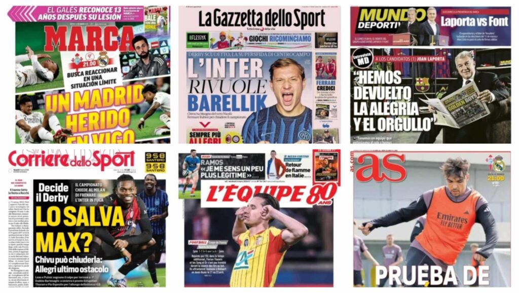 فيفا العرب |أبرز عناوين أغلفة الصحف الرياضية العالمية: “ريال مدريد الجريح في اختبار الشخصية”