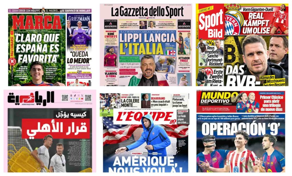 فيفا العرب |أبرز عناوين أغلفة الصحف العالمية: “محمد صلاح يعلن رحيله بنهاية الموسم وبرشلونة يطلق “عملية المهاجم 9”