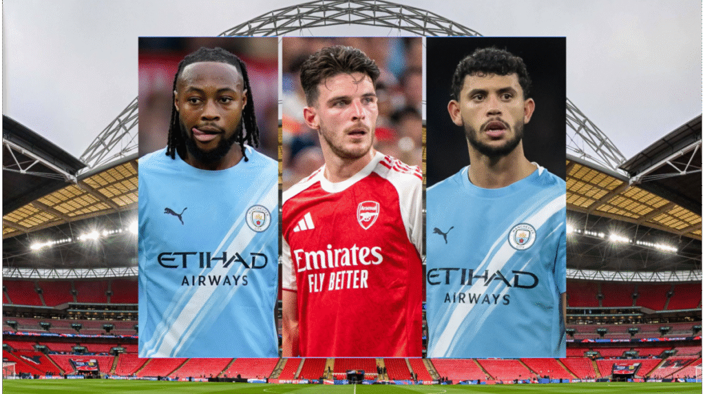 فيفا العرب |تم ضم أنطوان سيمينيو وديكلان رايس إلى التشكيل المشترك لمانشستر سيتي وأرسنال الذي صوت عليه الجمهور قبل مباراة ويمبلي